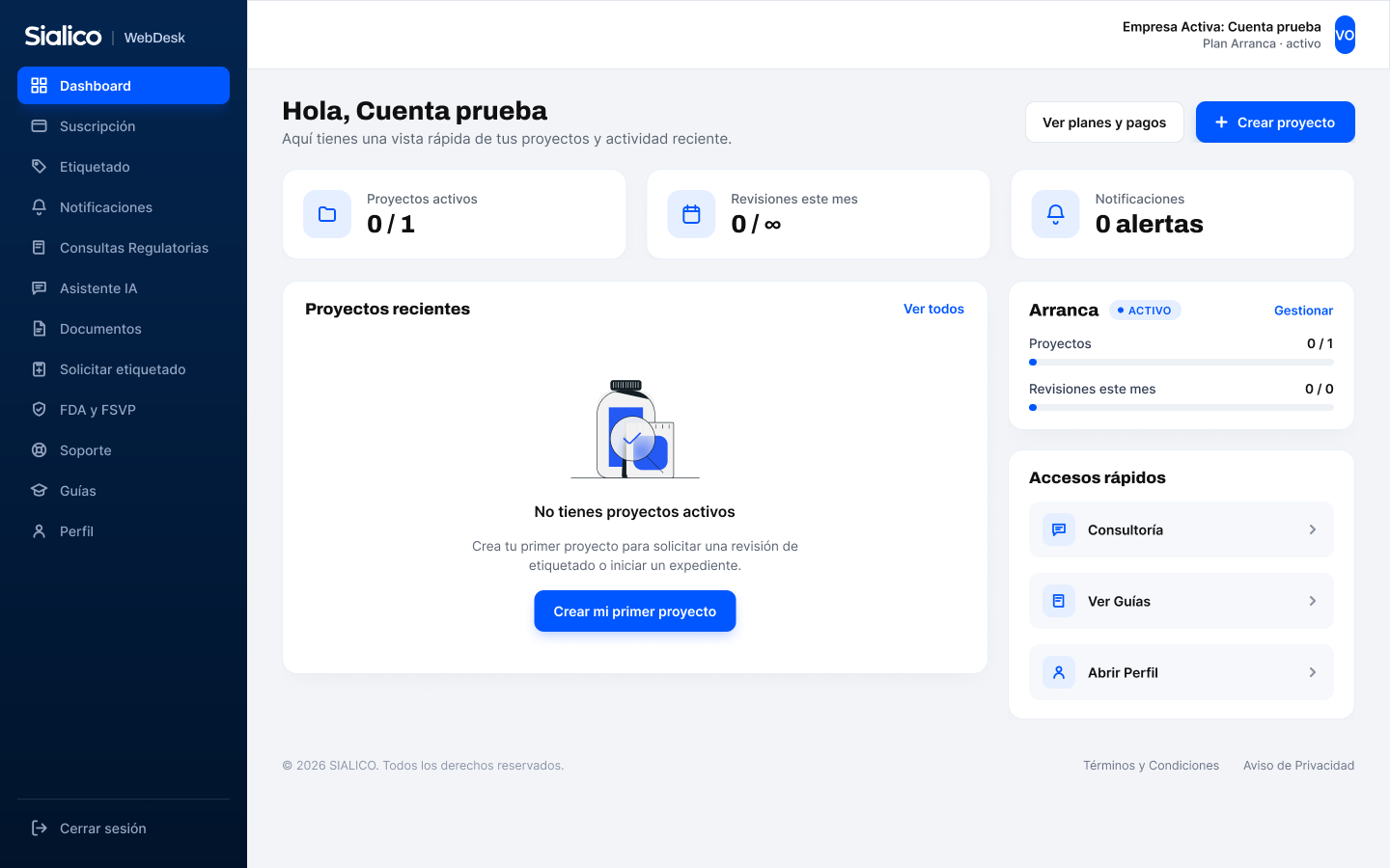 Dashboard de WebDesk